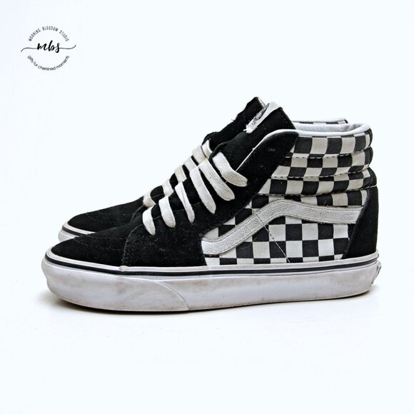 Vans Old Skool Checkerboard High Top Sneakers - Picture 4 of 15